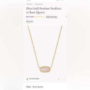 Kendra Scott Elisa Gold Pendant Necklace in Rose Quartz - $55 on kendrascott.com